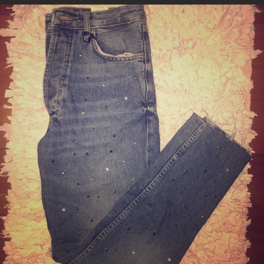 Zara studded jeans high rise vintage style